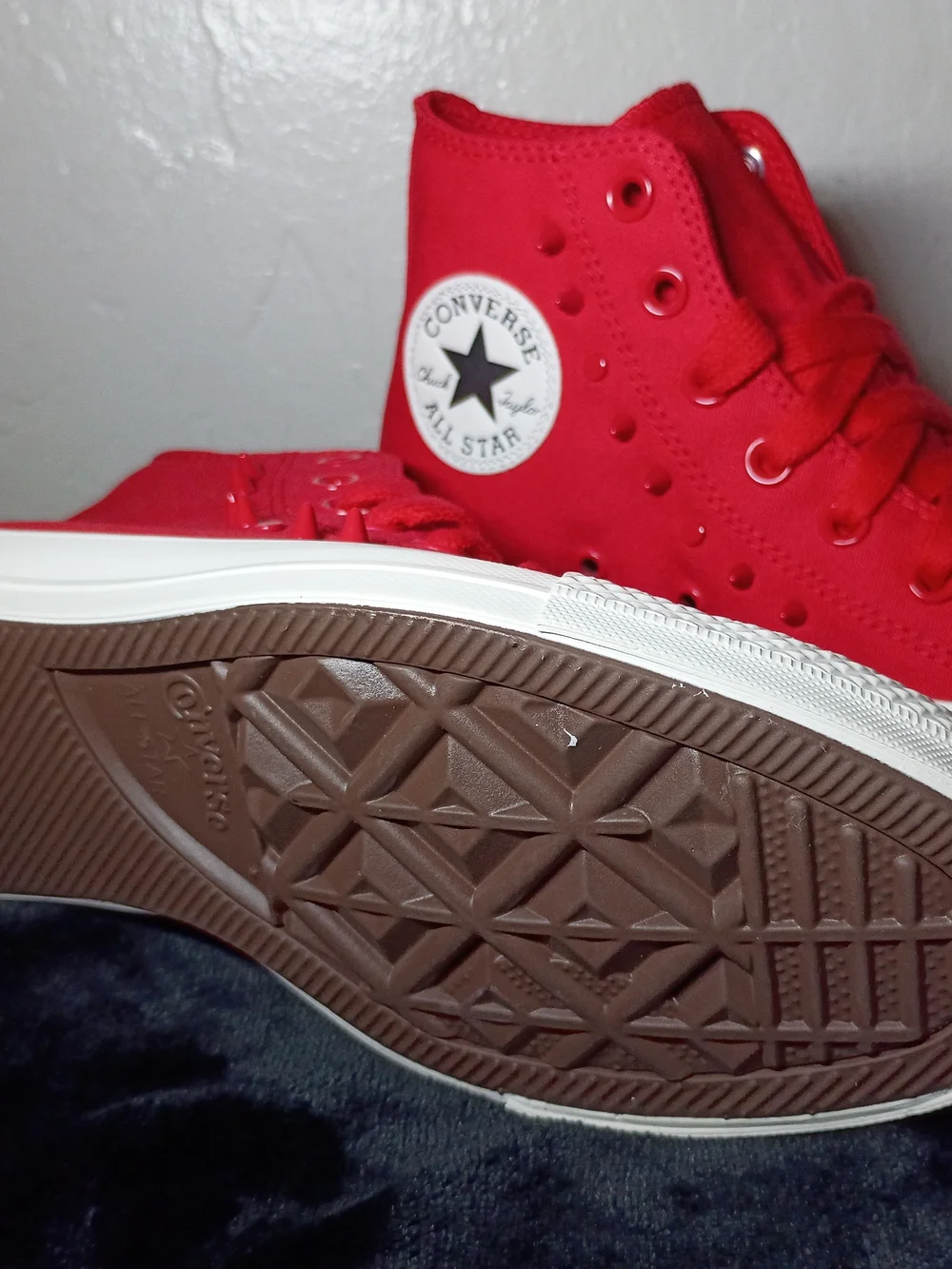 Converse Red High-Top Canvas Sneakers with White Toe Cap